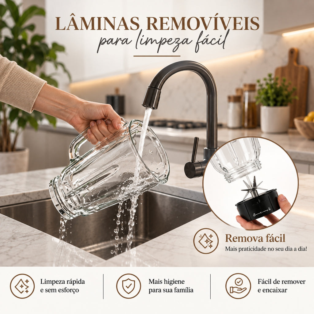 Liquidificador Multiuso 5 em 1 Com 2 Jarras de Vidro + BRINDE Porta Tempero Vertical 16 Potes - COMPRE 1 LEVE 2