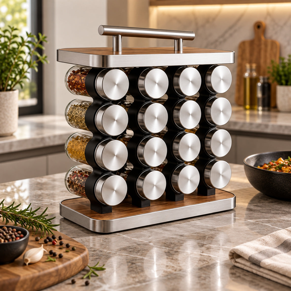 Liquidificador Multiuso 5 em 1 Com 2 Jarras de Vidro + BRINDE Porta Tempero Vertical 16 Potes - COMPRE 1 LEVE 2